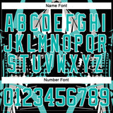 Custom Black Aqua-White 3D Pattern Abstract Hockey Lace Neck Jersey
