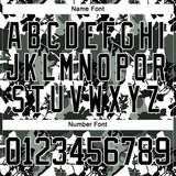 Custom Black Olive-White 3D Pattern Abstract Camo Hockey Lace Neck Jersey