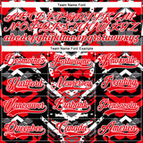 Custom Black Fire Red-White 3D Pattern Abstract Grunge Hockey Lace Neck Jersey