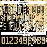 Custom Black Vegas Gold-White 3D Pattern Abstract Grunge Hockey Lace Neck Jersey