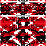 Custom Black Fire Red-White 3D Pattern Abstract Hockey Lace Neck Jersey