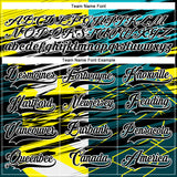 Custom Black Green-Yellow 3D Pattern Abstract Split Hockey Lace Neck Jersey