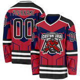 Custom Red Black Blue-White 3D Pattern Cyber Mecha E-sport Hockey Jersey