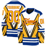 Custom Black Yellow Royal-Red 3D Pattern Cyber Mecha E-sport Hockey Jersey