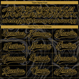 Custom Black Old Gold-White 3D Splash Art Hockey Lace Neck Jersey