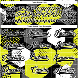 Custom Neon Yellow Black-White 3D Pattern Geometric Shape Hockey Lace Neck Jersey