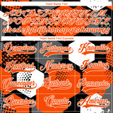 Custom Orange Black-White 3D Pattern Geometric Shape Hockey Lace Neck Jersey