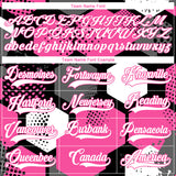 Custom Pink White-Black 3D Pattern Geometric Shape Hockey Lace Neck Jersey
