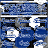 Custom Royal Black-White 3D Pattern Geometric Shape Hockey Lace Neck Jersey