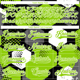 Custom Neon Green Black-White 3D Pattern Geometric Shape Hockey Lace Neck Jersey
