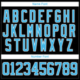 Custom Sky Blue Black-White 3D Pattern Geometric Shape Hockey Lace Neck Jersey