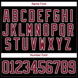 Custom Crimson Black-White 3D Pattern Geometric Shape Hockey Lace Neck Jersey