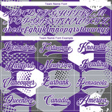 Custom Gray Purple-White 3D Pattern Geometric Shape Hockey Lace Neck Jersey