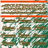 Custom White Kelly Green-Orange 3D Splash Art Hockey Lace Neck Jersey