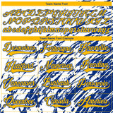 Custom White Gold-Royal 3D Splash Art Hockey Lace Neck Jersey