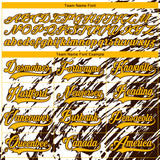 Custom White Gold-Brown 3D Splash Art Hockey Lace Neck Jersey