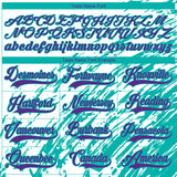 Custom White Purple-Aqua 3D Splash Art Hockey Lace Neck Jersey