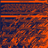 Custom Navy Orange-White 3D Splash Art Hockey Lace Neck Jersey