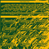 Custom Green Gold-White 3D Splash Art Hockey Lace Neck Jersey