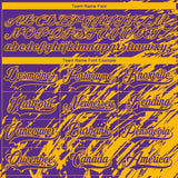 Custom Purple Gold-White 3D Splash Art Hockey Lace Neck Jersey