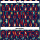 Custom Navy Crimson 3D Pattern Native Americans Tribal Indigenous People Hockey Lace Neck Jersey