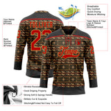 Custom Black Red-Old Gold 3D Pattern Native Americans Tribal Indigenous People Hockey Lace Neck Jersey