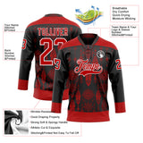Custom Black Red-White 3D Pattern Native Americans Tribal Indigenous People Hockey Lace Neck Jersey