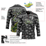Custom Camo Black-White 3D Camouflage Digital Hockey Lace Neck Jersey