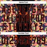 Custom Camo Black-Orange 3D Camouflage Pixel Hockey Lace Neck Jersey
