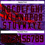 Custom Camo Black Purple-Fire Red 3D Camouflage Grunge Hockey Lace Neck Jersey