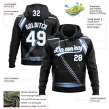 Custom Stitched Black White-Light Blue 3D Pattern Design E-sports Pullover Sweatshirt Hoodie