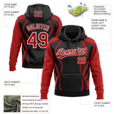 Custom Stitched Black Red-White 3D Pattern Design E-sports Pullover Sweatshirt Hoodie