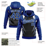 Custom Stitched Royal Black-White 3D Pattern Design E-sports Pullover Sweatshirt Hoodie