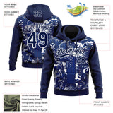 Custom Stitched Navy Royal-White 3D Pattern Design Religion Jesus Christ Pullover Sweatshirt Hoodie