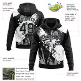 Custom Stitched Black White-Gray 3D Pattern Design Religion Jesus Christ Pullover Sweatshirt Hoodie
