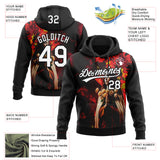 Custom Stitched Black White-Fire Red 3D Pattern Design Religion Praying Hands Pullover Sweatshirt Hoodie
