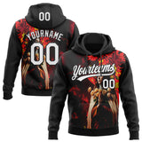 Custom Stitched Black White-Fire Red 3D Pattern Design Religion Praying Hands Pullover Sweatshirt Hoodie