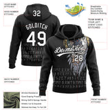 Custom Stitched Black White 3D Pattern Design Viking Pullover Sweatshirt Hoodie