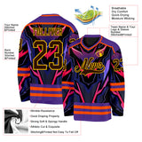 Custom Purple Brown Orange Black-Yellow 3D Pattern Cyber Mecha E-sport Hockey Jersey