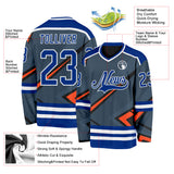 Custom Gray Royal Orange Black-White 3D Pattern Cyber Mecha E-sport Hockey Jersey