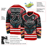 Custom Red Black Blue Pink Yellow-White 3D Pattern Cyber Mecha E-sport Hockey Jersey