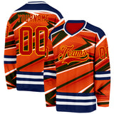 Custom Red Navy Yellow-White 3D Pattern Cyber Mecha E-sport Hockey Jersey