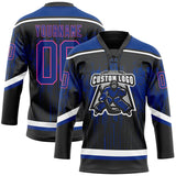 Custom Black Royal Pink Steel Gray-White 3D Pattern Dripping Splatter Hockey Lace Neck Jersey