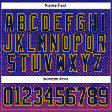 Custom Dark Purple Navy Gold Red Black-White 3D Pattern Abstract Gradient Halftone Hockey Lace Neck Jersey