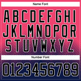 Custom Neon Pink Black Blue-White 3D Pattern Abstract Gradient Halftone Hockey Lace Neck Jersey