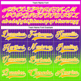 Custom Purple Gold Green-White 3D Pattern Abstract Gradient Halftone Hockey Lace Neck Jersey