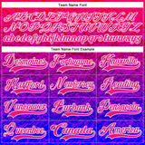 Custom Hot Pink Purple-White 3D Pattern Abstract Gradient Halftone Hockey Lace Neck Jersey