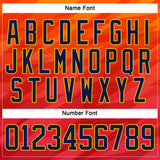 Custom Orange Navy Red-Gold 3D Pattern Abstract Gradient Halftone Hockey Lace Neck Jersey
