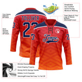 Custom Red Navy Yellow-White 3D Pattern Abstract Gradient Halftone Hockey Lace Neck Jersey