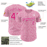 Custom Light Pink Hot Pink-White Valentine's Day Unicorn Authentic Baseball Jersey